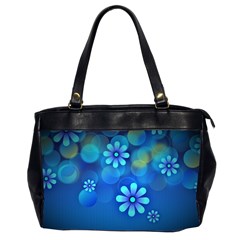 Bokeh Floral Blue Design Oversize Office Handbag (2 Sides) by Pakrebo