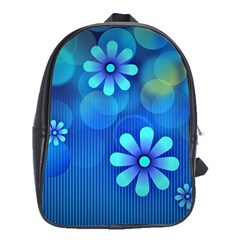 Bokeh Floral Blue Design School Bag (xl) by Pakrebo