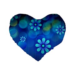 Bokeh Floral Blue Design Standard 16  Premium Heart Shape Cushions by Pakrebo