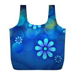 Bokeh Floral Blue Design Full Print Recycle Bag (l) by Pakrebo