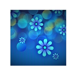 Bokeh Floral Blue Design Small Satin Scarf (square) by Pakrebo