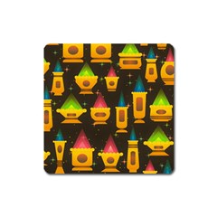 Pattern Non Seamless Objects Pots Square Magnet by Pakrebo