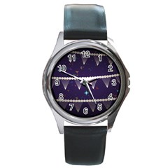 Background Buntings Stylized Round Metal Watch