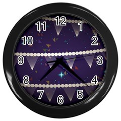 Background Buntings Stylized Wall Clock (Black)