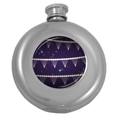 Background Buntings Stylized Round Hip Flask (5 oz)