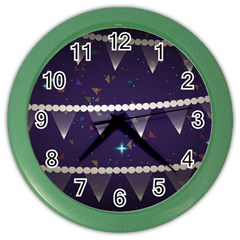 Background Buntings Stylized Color Wall Clock