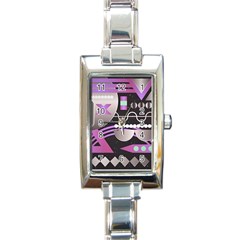 Background Abstract Geometric Rectangle Italian Charm Watch by Pakrebo