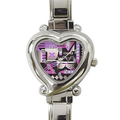 Background Abstract Geometric Heart Italian Charm Watch by Pakrebo