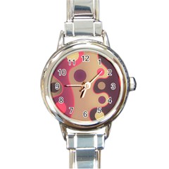 Background Wavy Pinks Bright Round Italian Charm Watch by Pakrebo