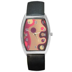 Background Wavy Pinks Bright Barrel Style Metal Watch by Pakrebo