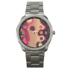 Background Wavy Pinks Bright Sport Metal Watch by Pakrebo