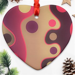 Background Wavy Pinks Bright Heart Ornament (two Sides) by Pakrebo