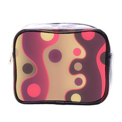 Background Wavy Pinks Bright Mini Toiletries Bag (one Side) by Pakrebo