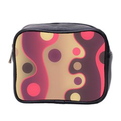 Background Wavy Pinks Bright Mini Toiletries Bag (two Sides) by Pakrebo