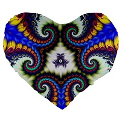 Abstract Texture Fractal Figure Large 19  Premium Flano Heart Shape Cushions by Pakrebo