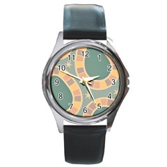 Background Pattern Non Seamless Round Metal Watch by Pakrebo