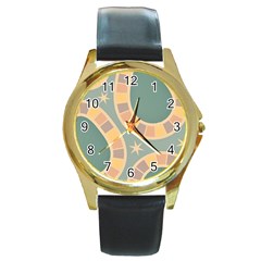 Background Pattern Non Seamless Round Gold Metal Watch by Pakrebo