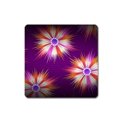 Floral Non Seamless Pattern Purple Square Magnet by Pakrebo