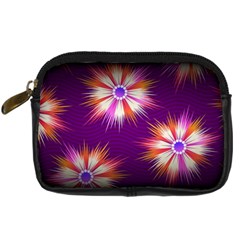 Floral Non Seamless Pattern Purple Digital Camera Leather Case by Pakrebo