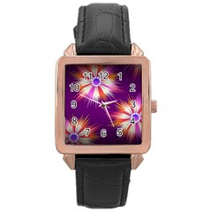 Floral Non Seamless Pattern Purple Rose Gold Leather Watch  by Pakrebo