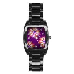 Floral Non Seamless Pattern Purple Stainless Steel Barrel Watch by Pakrebo