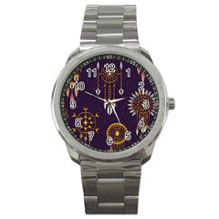 Background Non Seamless Pattern Sport Metal Watch by Pakrebo