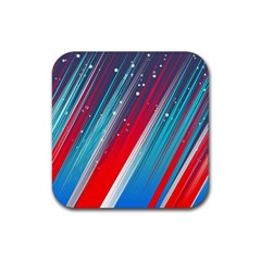 Abstract Red White Blue Feathery Rubber Coaster (square) 