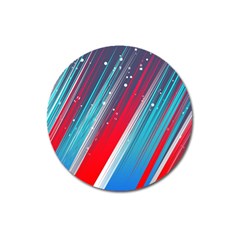 Abstract Red White Blue Feathery Magnet 3  (round)