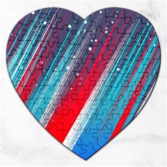 Abstract Red White Blue Feathery Jigsaw Puzzle (heart)