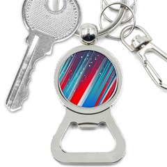 Abstract Red White Blue Feathery Bottle Opener Key Chain