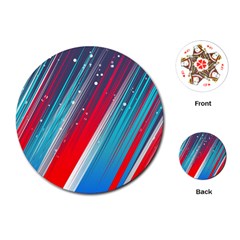 Abstract Red White Blue Feathery Playing Cards Single Design (round) by Pakrebo