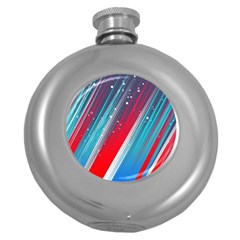 Abstract Red White Blue Feathery Round Hip Flask (5 Oz)