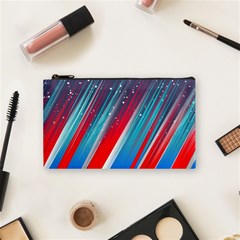 Abstract Red White Blue Feathery Cosmetic Bag (small)