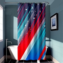 Abstract Red White Blue Feathery Shower Curtain 36  X 72  (stall) 