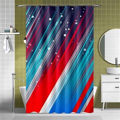 Abstract Red White Blue Feathery Shower Curtain 48  X 72  (small)  by Pakrebo