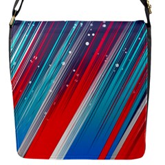 Abstract Red White Blue Feathery Flap Closure Messenger Bag (s)