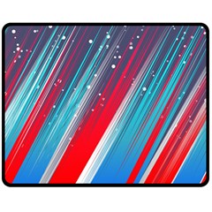 Abstract Red White Blue Feathery Double Sided Fleece Blanket (medium)  by Pakrebo