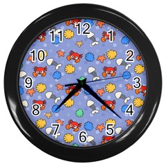 Crabs Pattern Wall Clock (black)