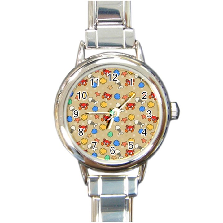 Crabs Pattern Round Italian Charm Watch