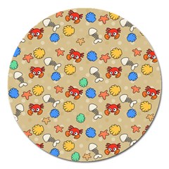 Crabs Pattern Magnet 5  (round) by Valentinaart