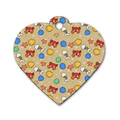 Crabs Pattern Dog Tag Heart (one Side)