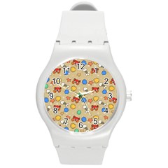 Crabs Pattern Round Plastic Sport Watch (m) by Valentinaart