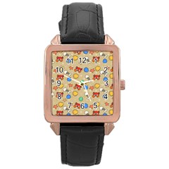 Crabs Pattern Rose Gold Leather Watch 