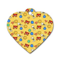 Crabs Pattern Dog Tag Heart (two Sides)