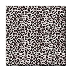 3d Leopard Print Black Brown Tile Coasters by LoolyElzayat