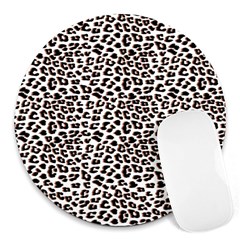 3d Leopard Print Black Brown Round Mousepads by LoolyElzayat