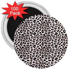 3d Leopard Print Black Brown 3  Magnets (100 Pack) by LoolyElzayat