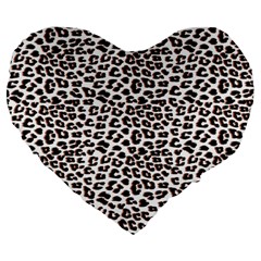 3d Leopard Print Black Brown Large 19  Premium Heart Shape Cushions by LoolyElzayat