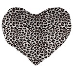 3d Leopard Print Black Brown Large 19  Premium Heart Shape Cushions Back