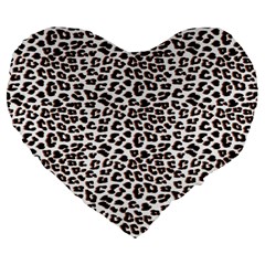 3d Leopard Print Black Brown Large 19  Premium Flano Heart Shape Cushions by LoolyElzayat